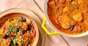 Receita de frango, batata -doce e ensopado de amendoim