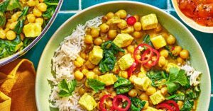 Receita de Curry Paneer, Chickpea e Espinafre