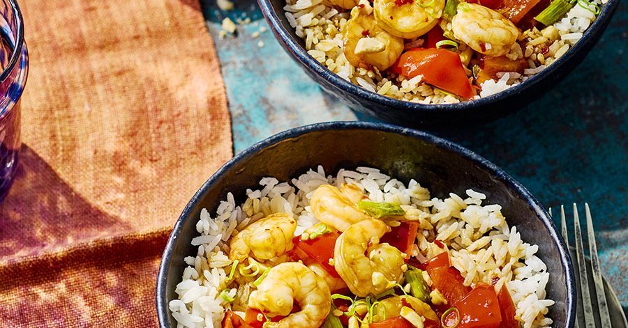Air Fryer Kung PAO Receita de camarão de amendoim