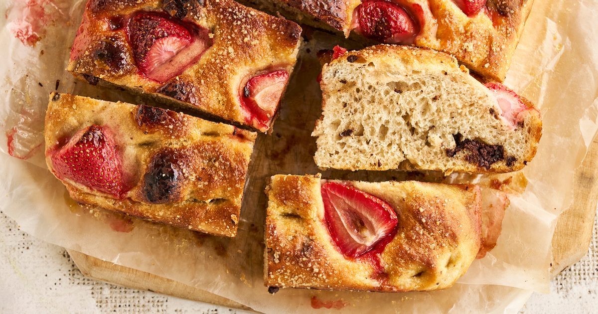 Focaccia de morango e chocolate | Boa comida