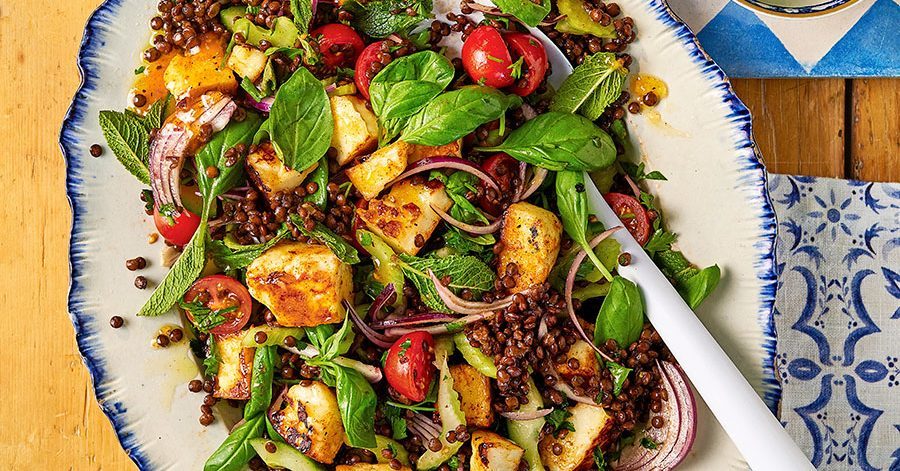 Halloumi, Lentil e todas as saladas de ervas
