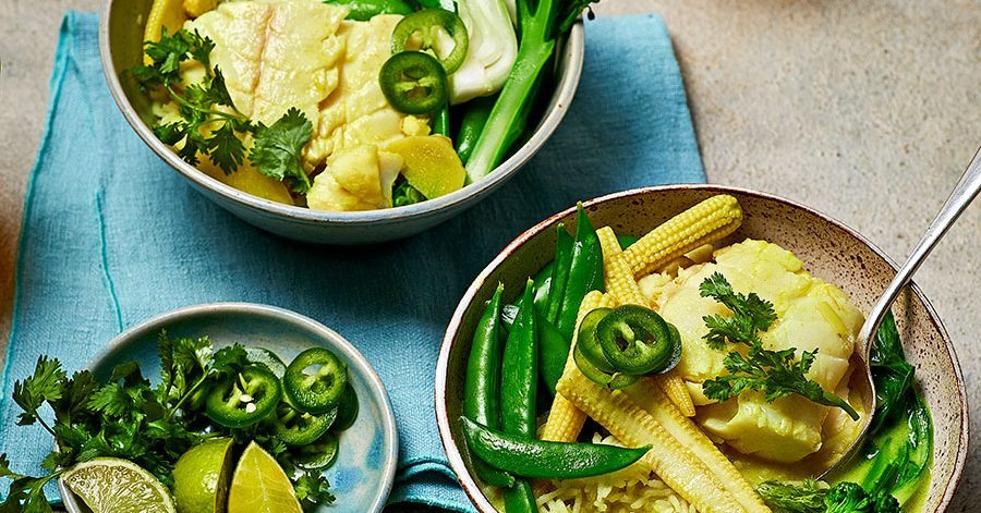Lemongrass e gengibre escalfado com arroz brothy